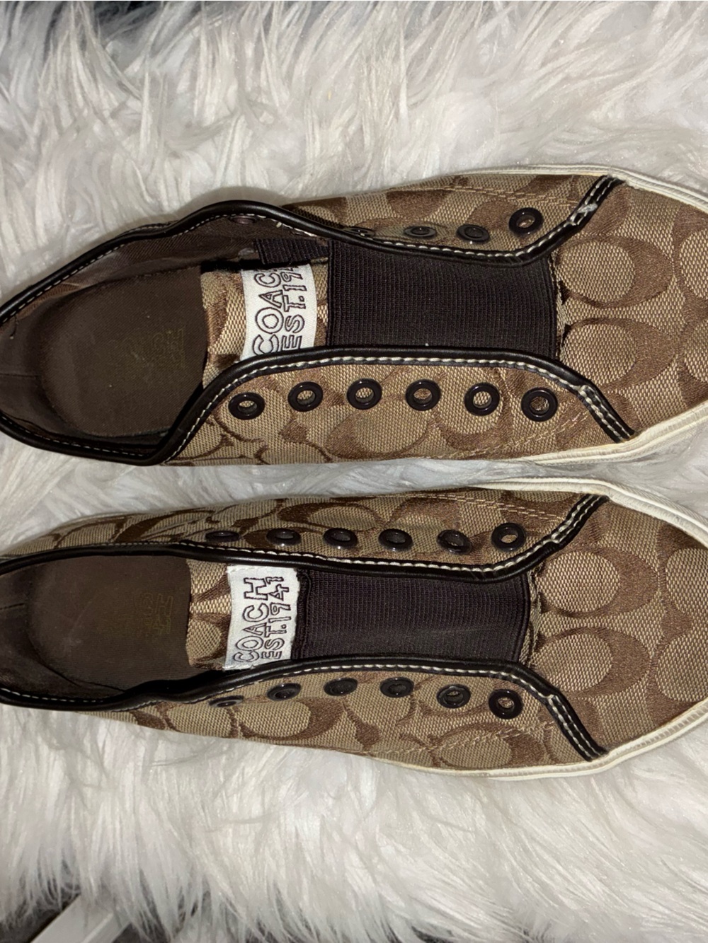 COACH Kira slip on sneakers shoes logo print Sz 8 - Picture 5 of 7